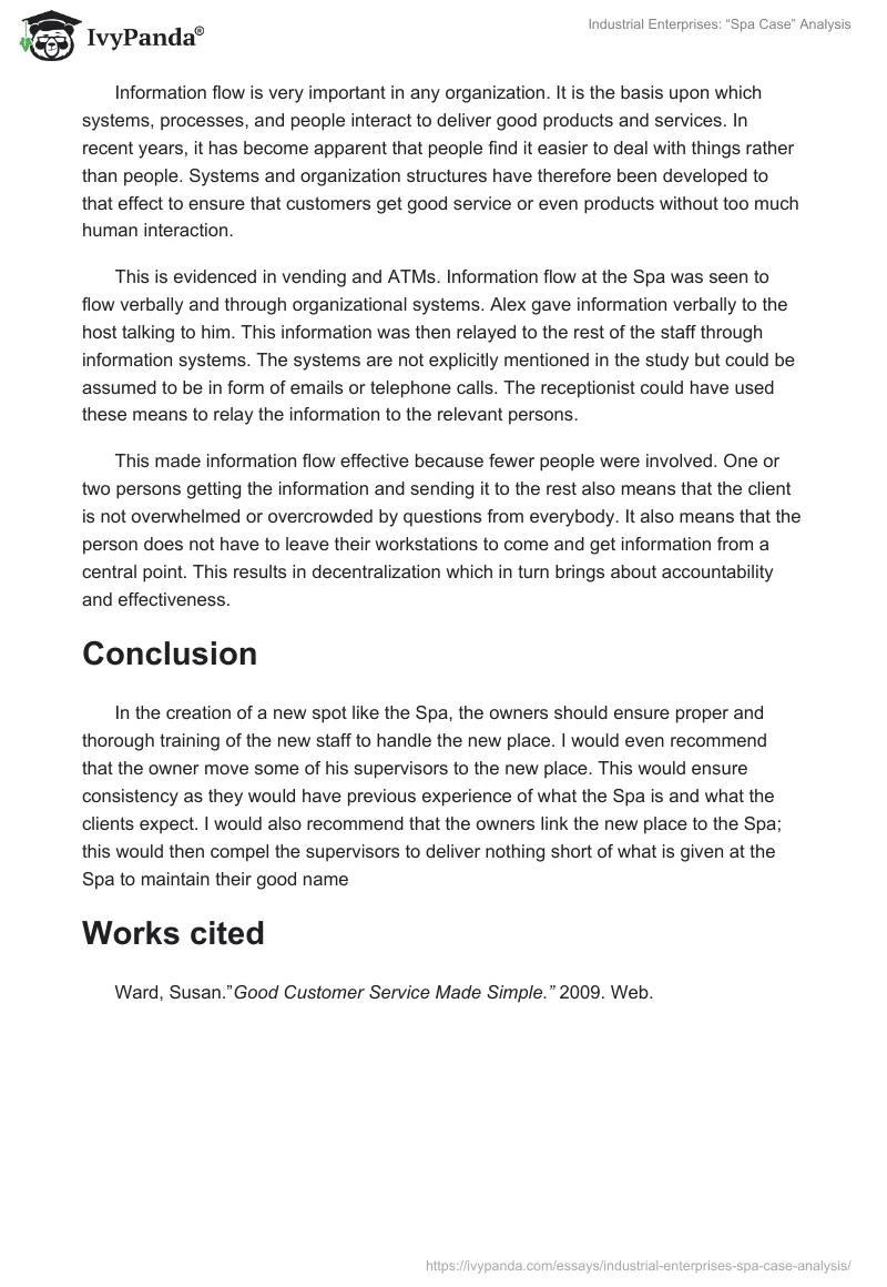 Industrial Enterprises: “Spa Case” Analysis. Page 3