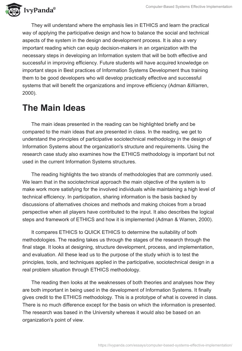 Computer-Based Systems Effective Implementation. Page 2