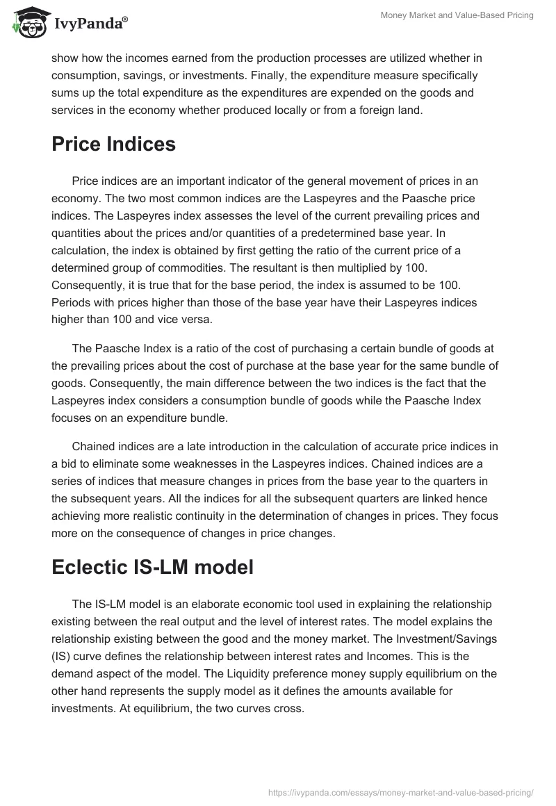 Money Market and Value-Based Pricing. Page 2