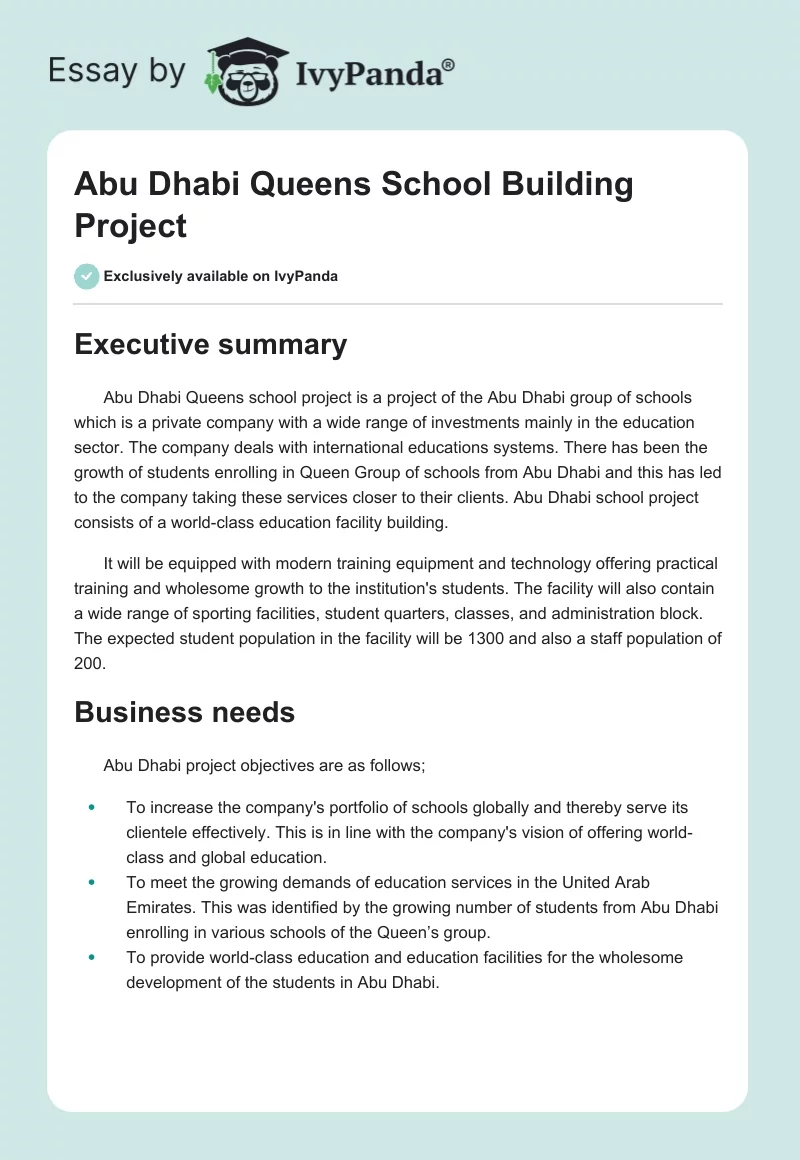 Abu Dhabi Queens School Building Project. Page 1