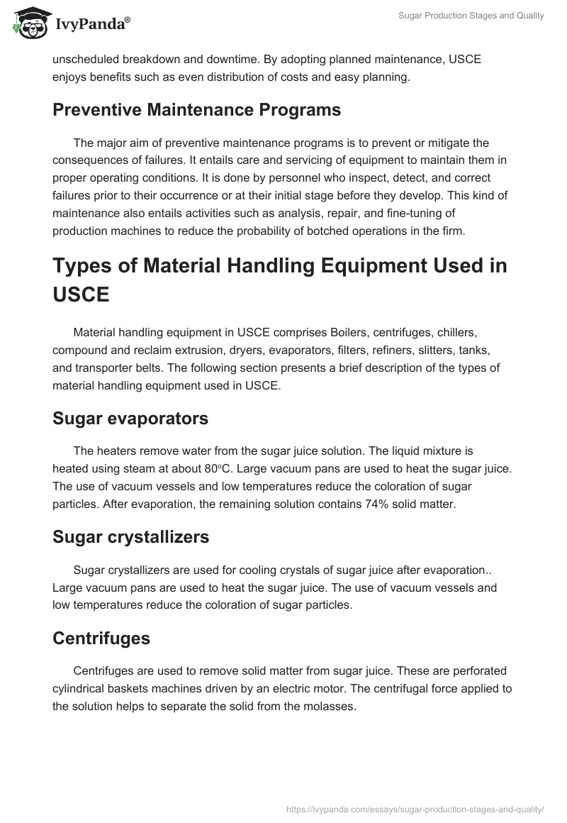 Sugar Production Stages and Quality. Page 3