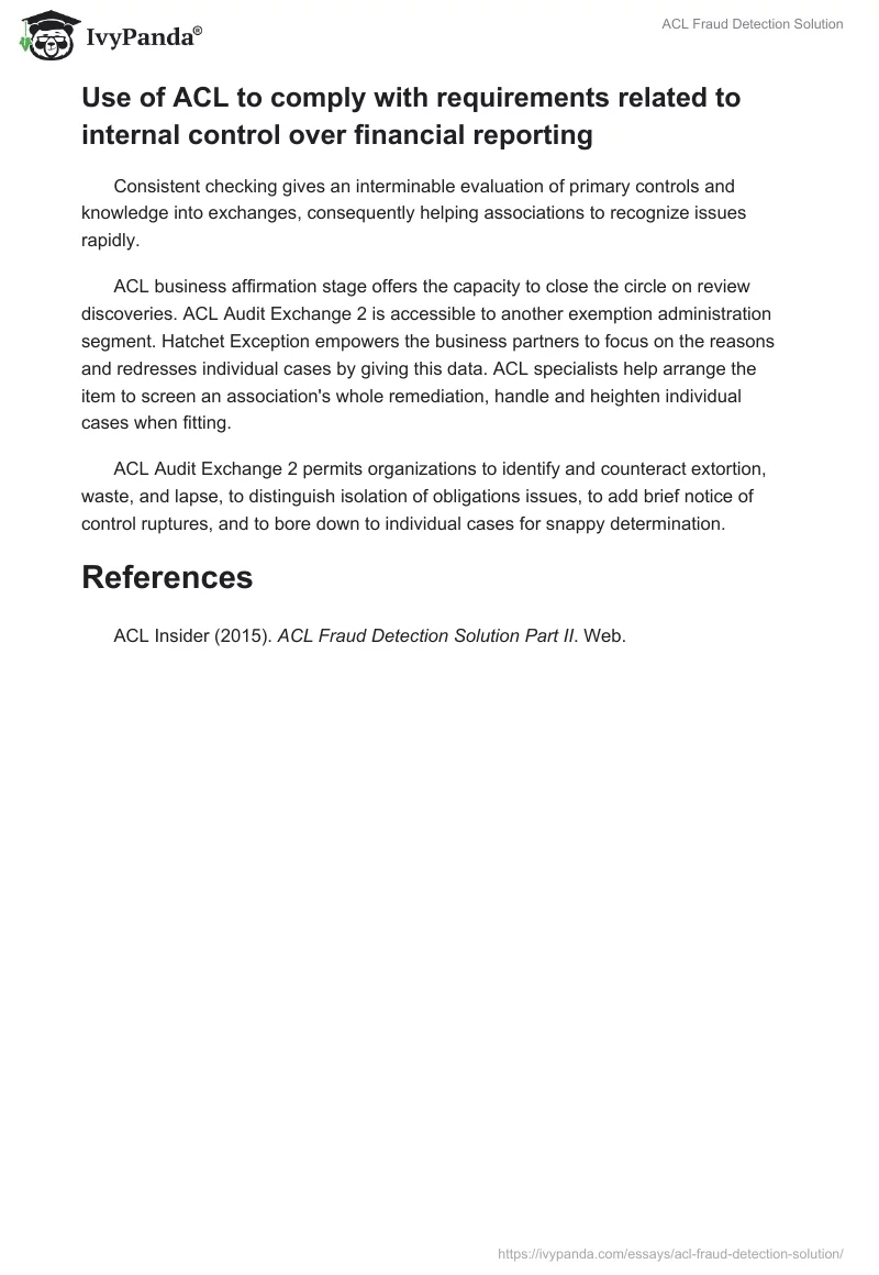 ACL Fraud Detection Solution. Page 3