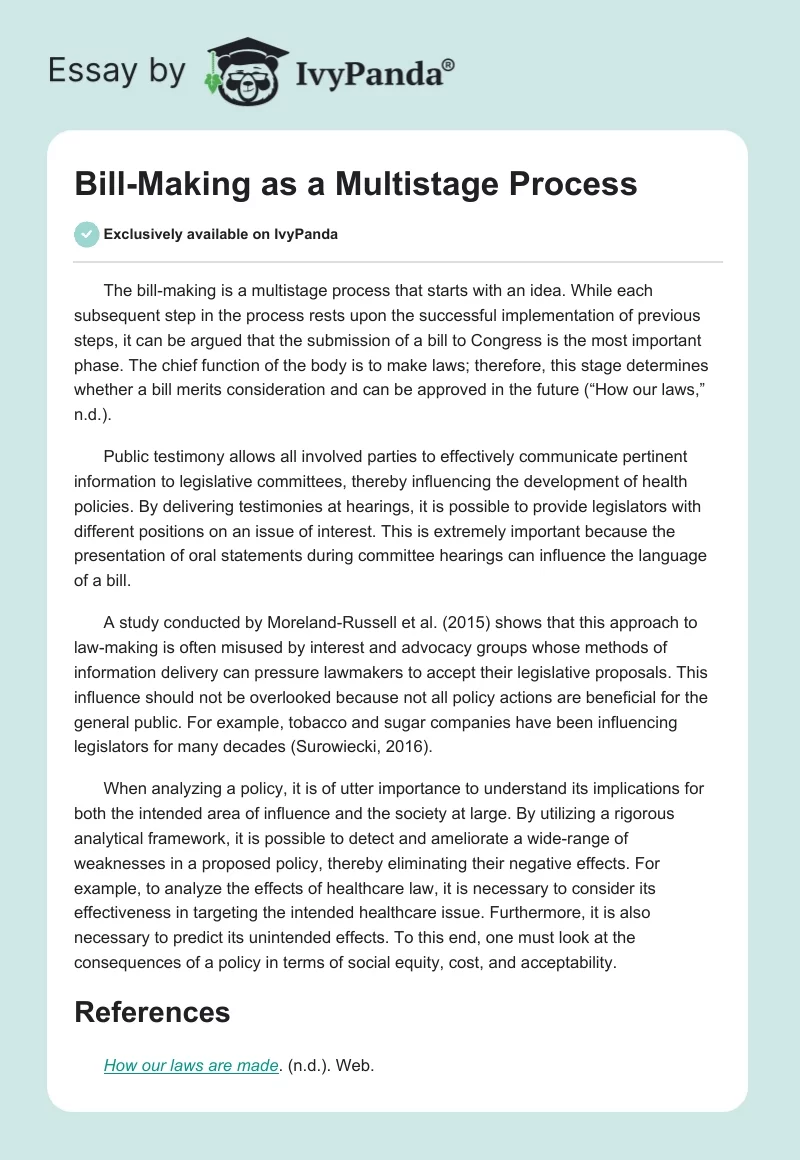 Bill-Making as a Multistage Process. Page 1