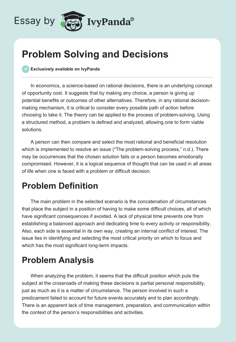 Problem Solving and Decisions. Page 1