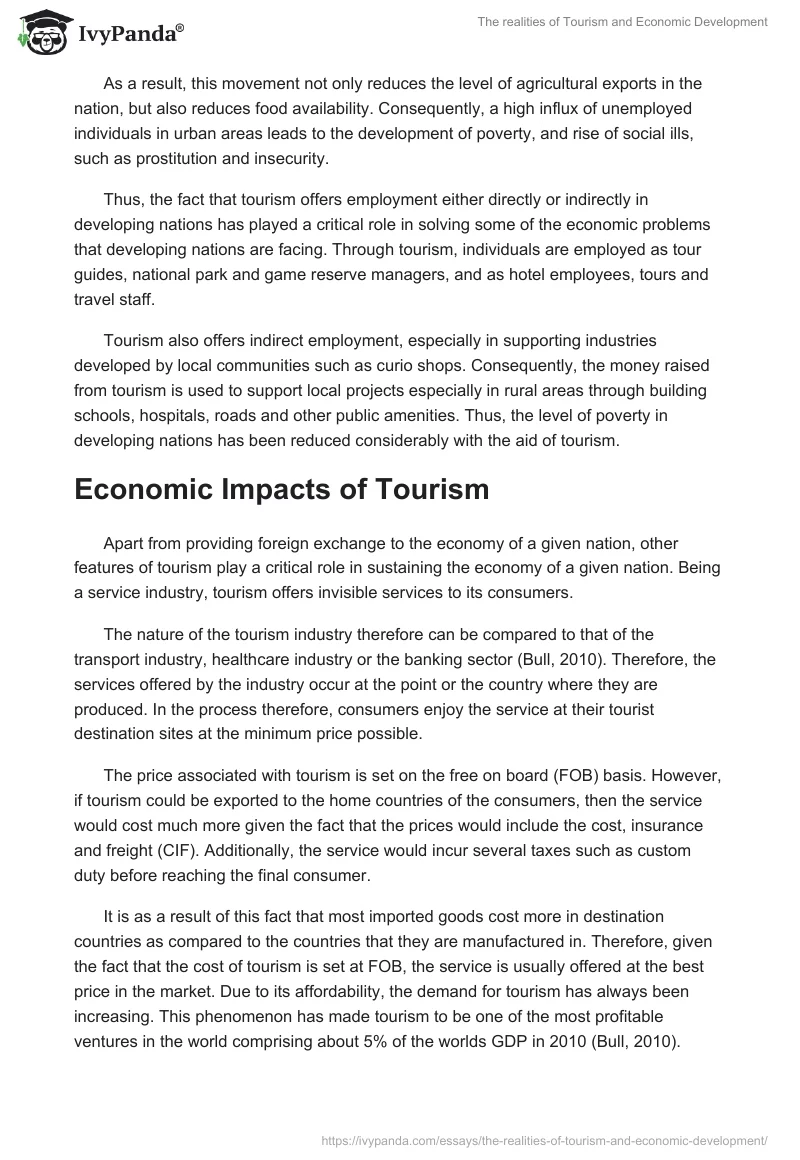 The realities of Tourism and Economic Development. Page 5