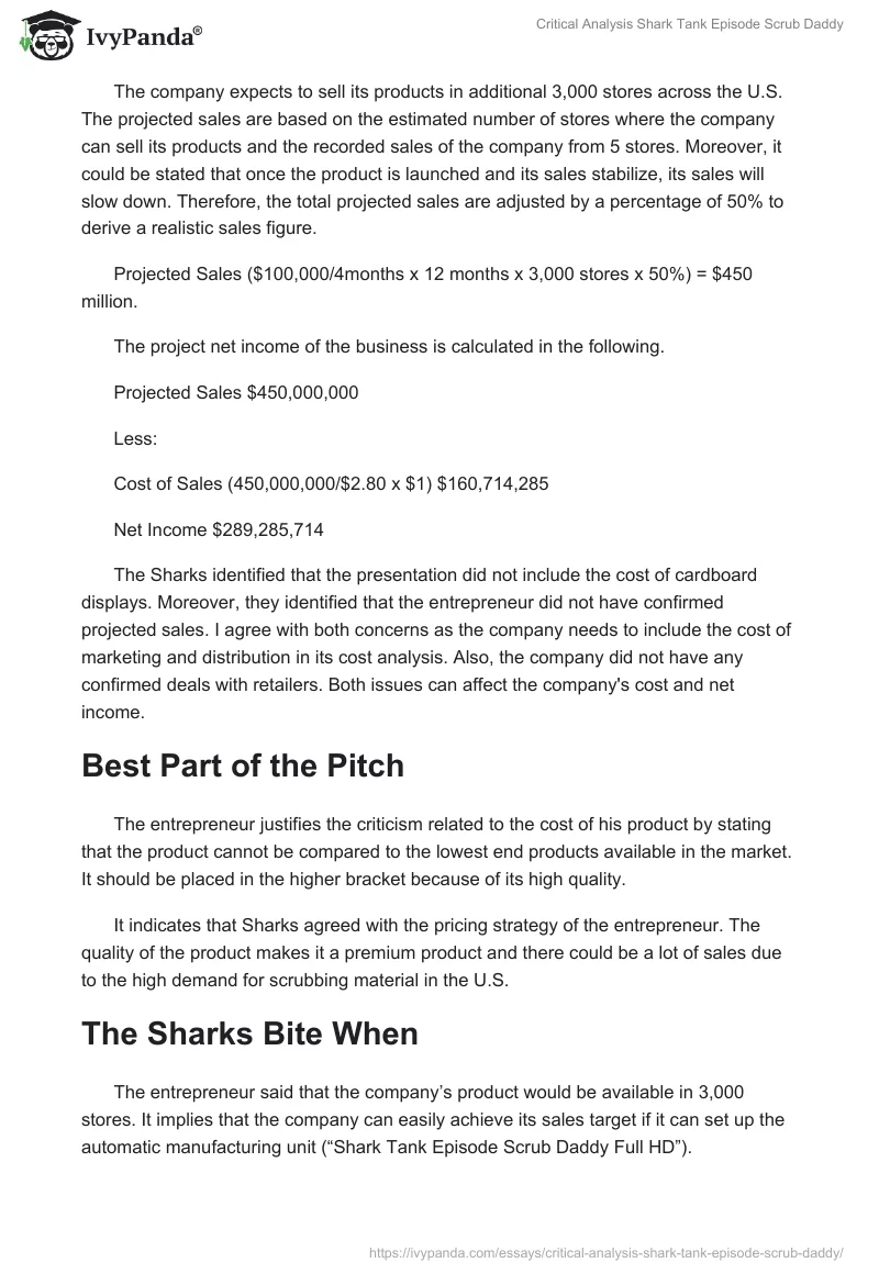 Critical Analysis "Shark Tank Episode Scrub Daddy". Page 2