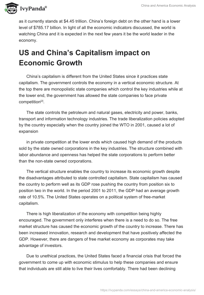 China and America Economic Analysis. Page 2