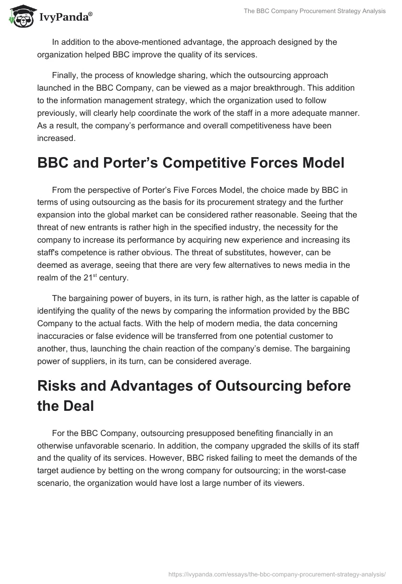 The BBC Company Procurement Strategy Analysis. Page 2