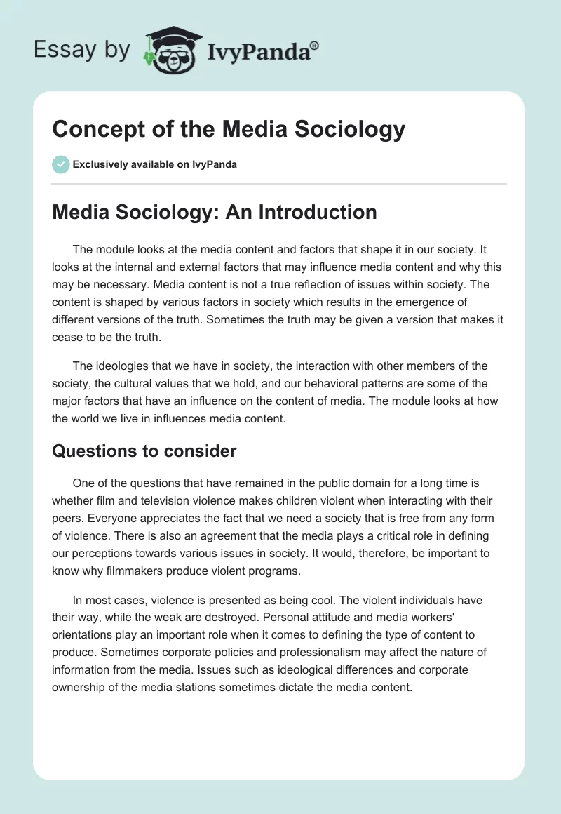 Concept of the Media Sociology. Page 1