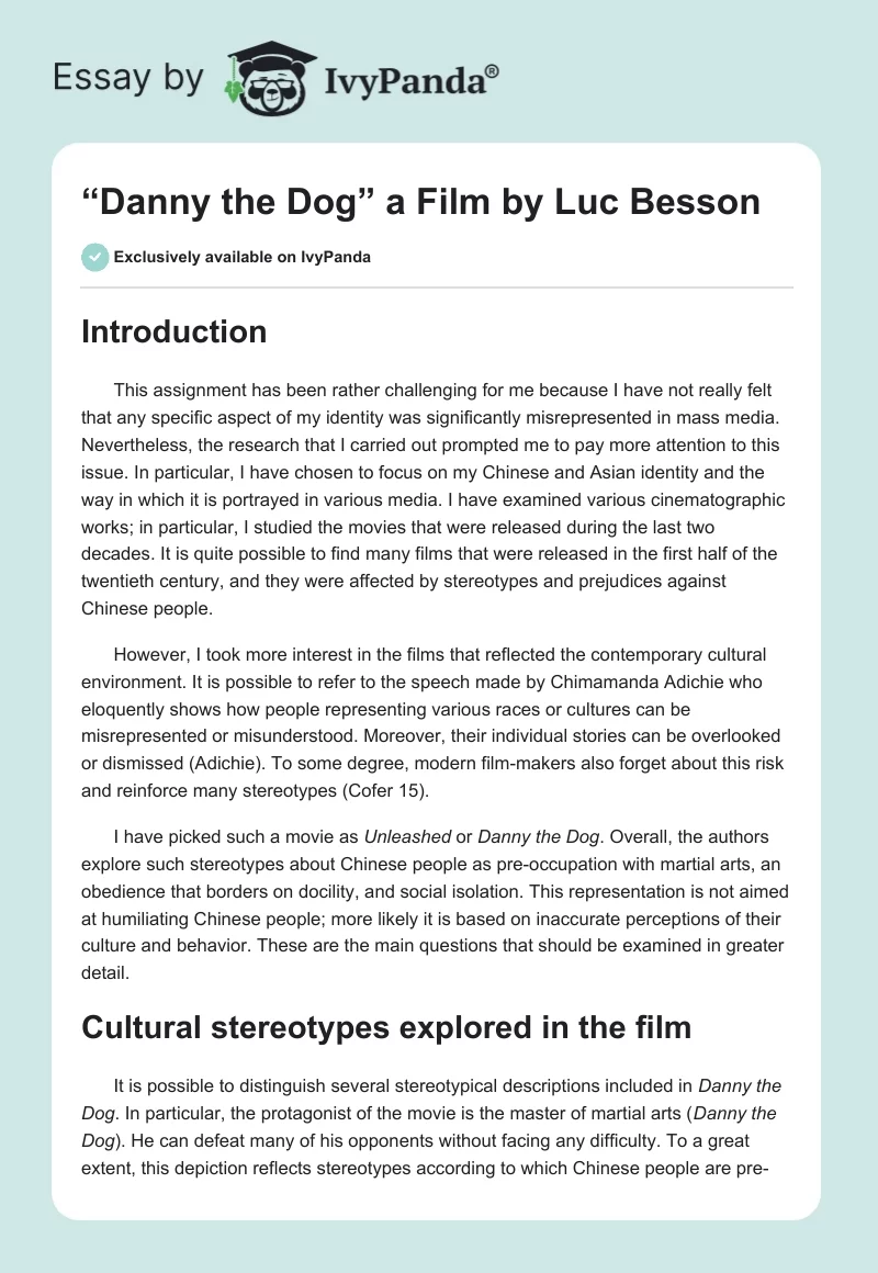 “Danny the Dog” a Film by Luc Besson. Page 1