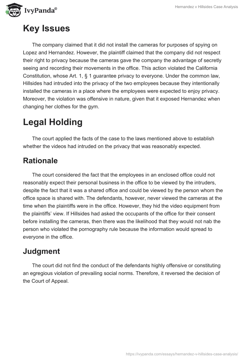 Hernandez v Hillsides Case Analysis. Page 2
