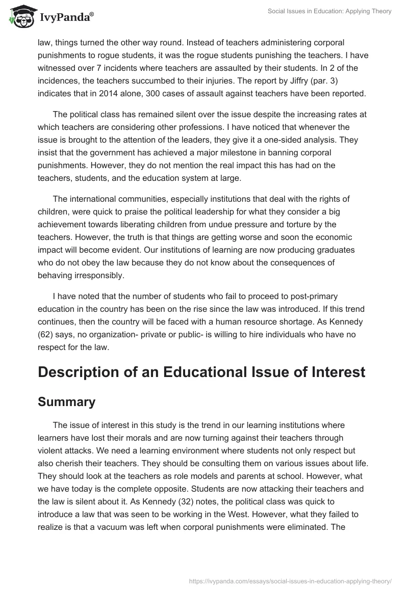 Social Issues in Education: Applying Theory. Page 3