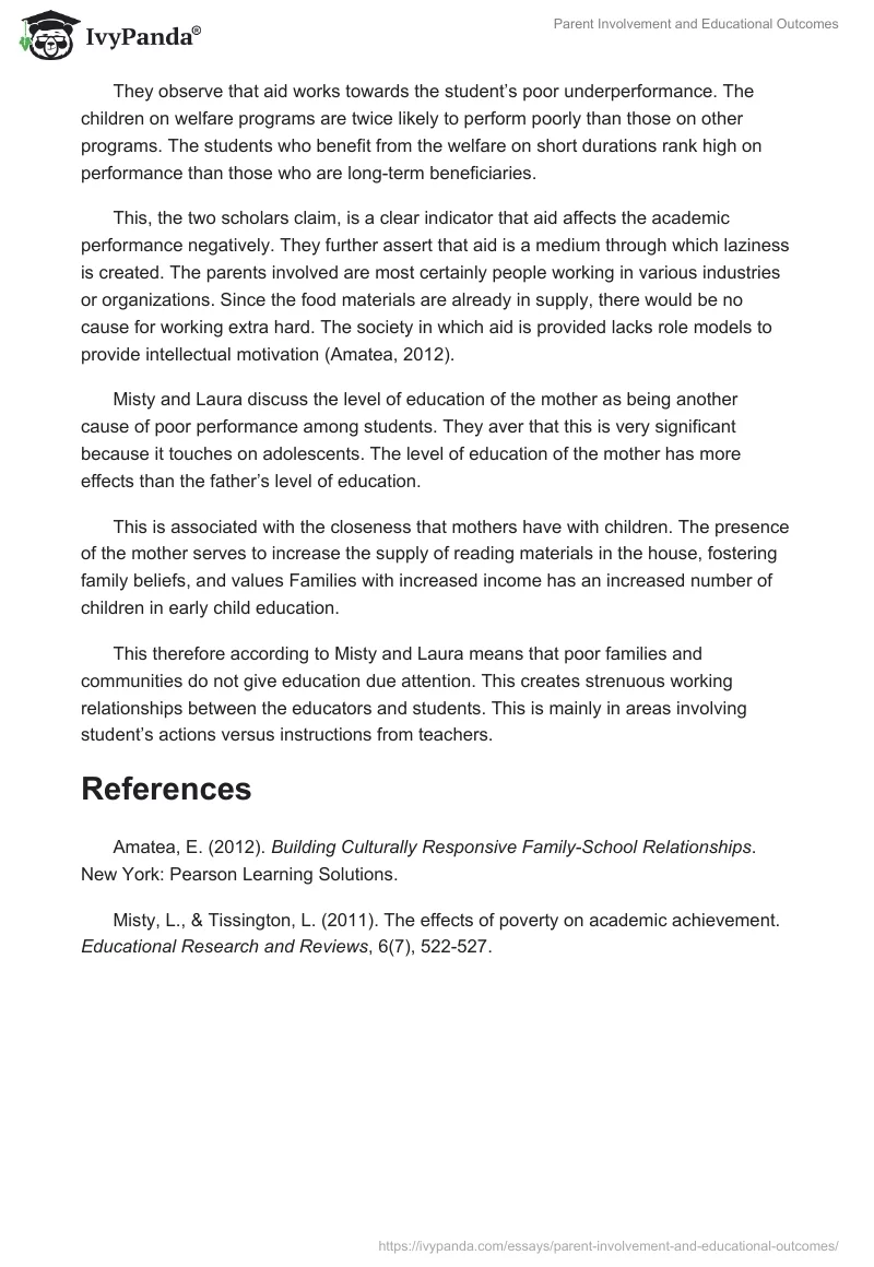 Parent Involvement and Educational Outcomes. Page 2