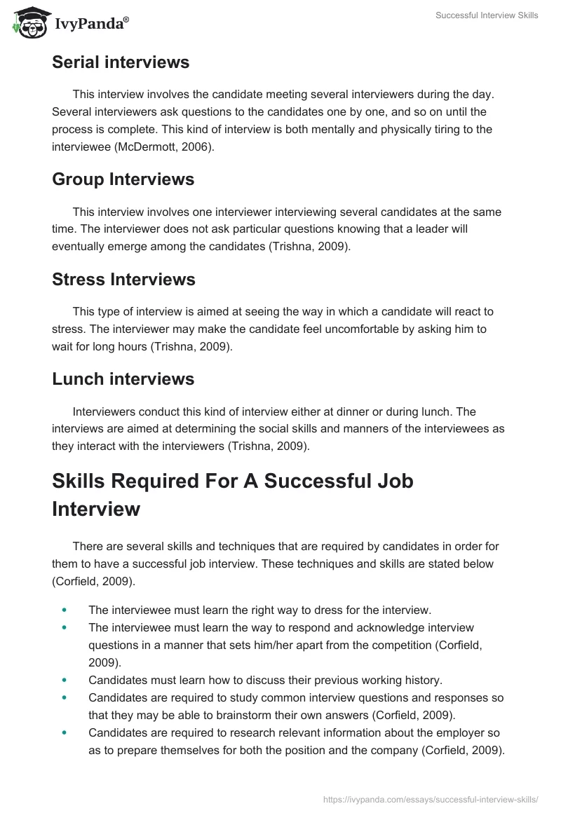 effective interview skills essay 150 words