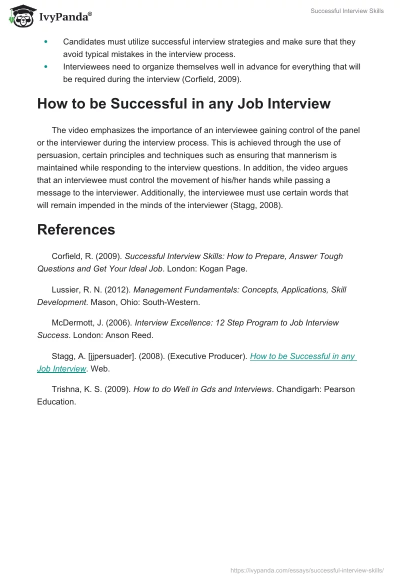 Successful Interview Skills. Page 3