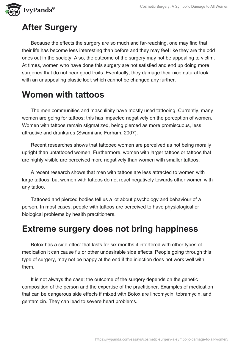 Cosmetic Surgery: A Symbolic Damage to All Women. Page 2