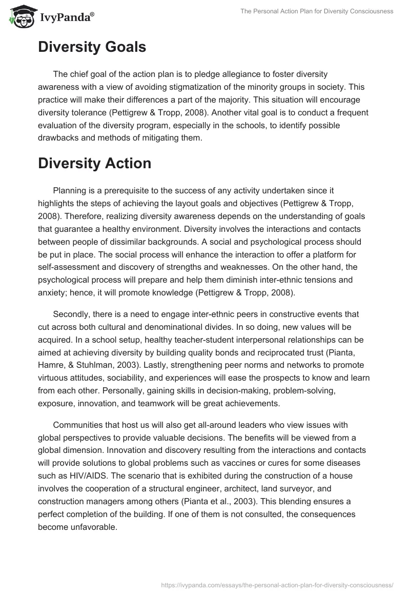 The Personal Action Plan for Diversity Consciousness. Page 4