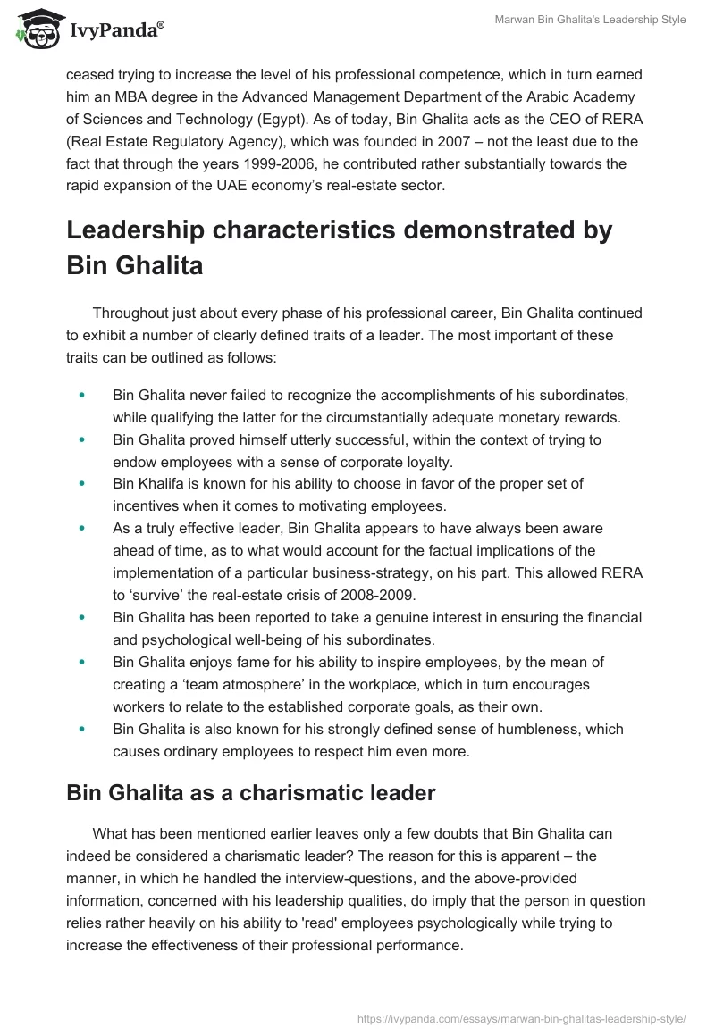 Marwan Bin Ghalita's Leadership Style. Page 5