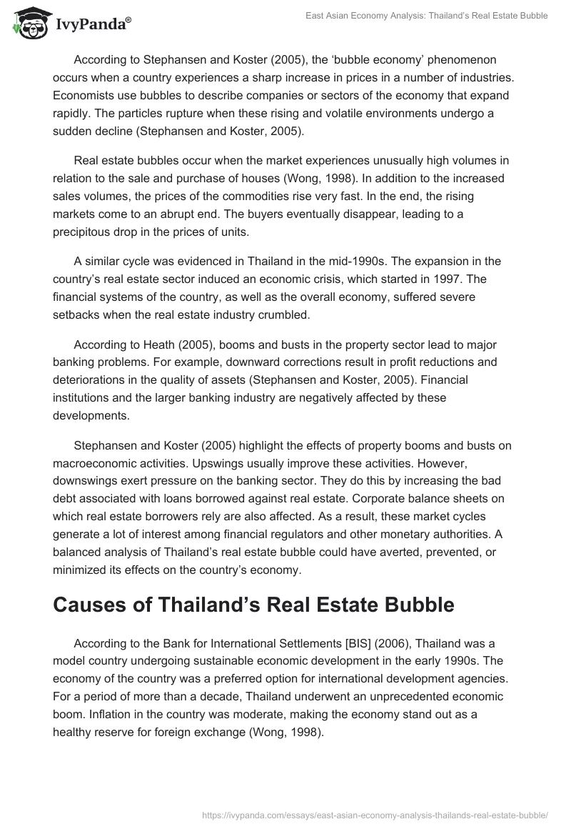 East Asian Economy Analysis: Thailand’s Real Estate Bubble. Page 2