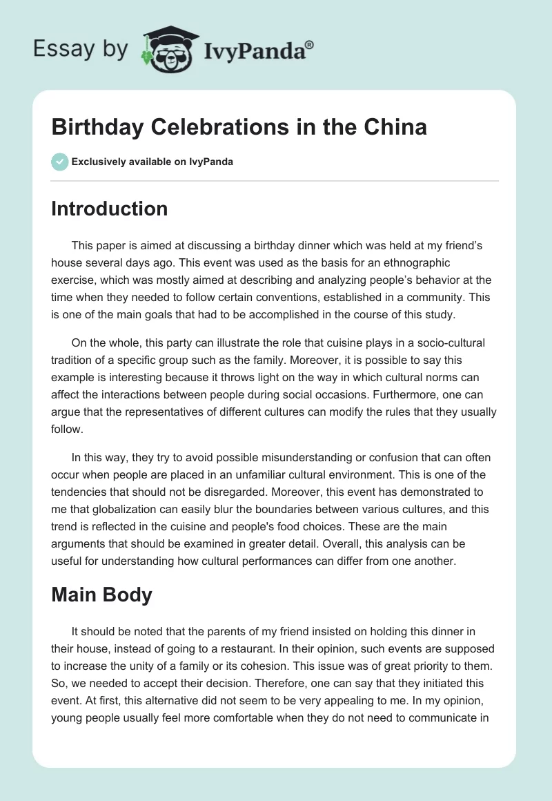 Birthday Celebrations in the China. Page 1