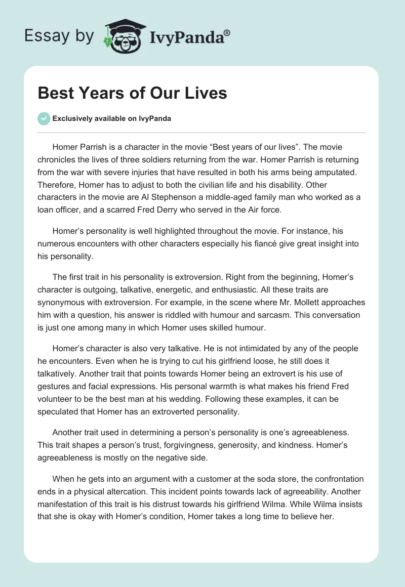Best Years of Our Lives. Page 1