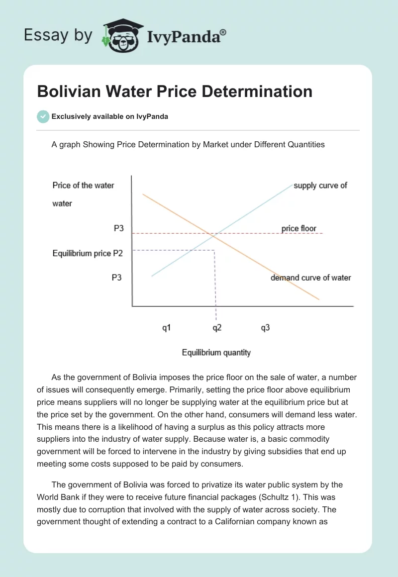 Bolivian Water Price Determination. Page 1
