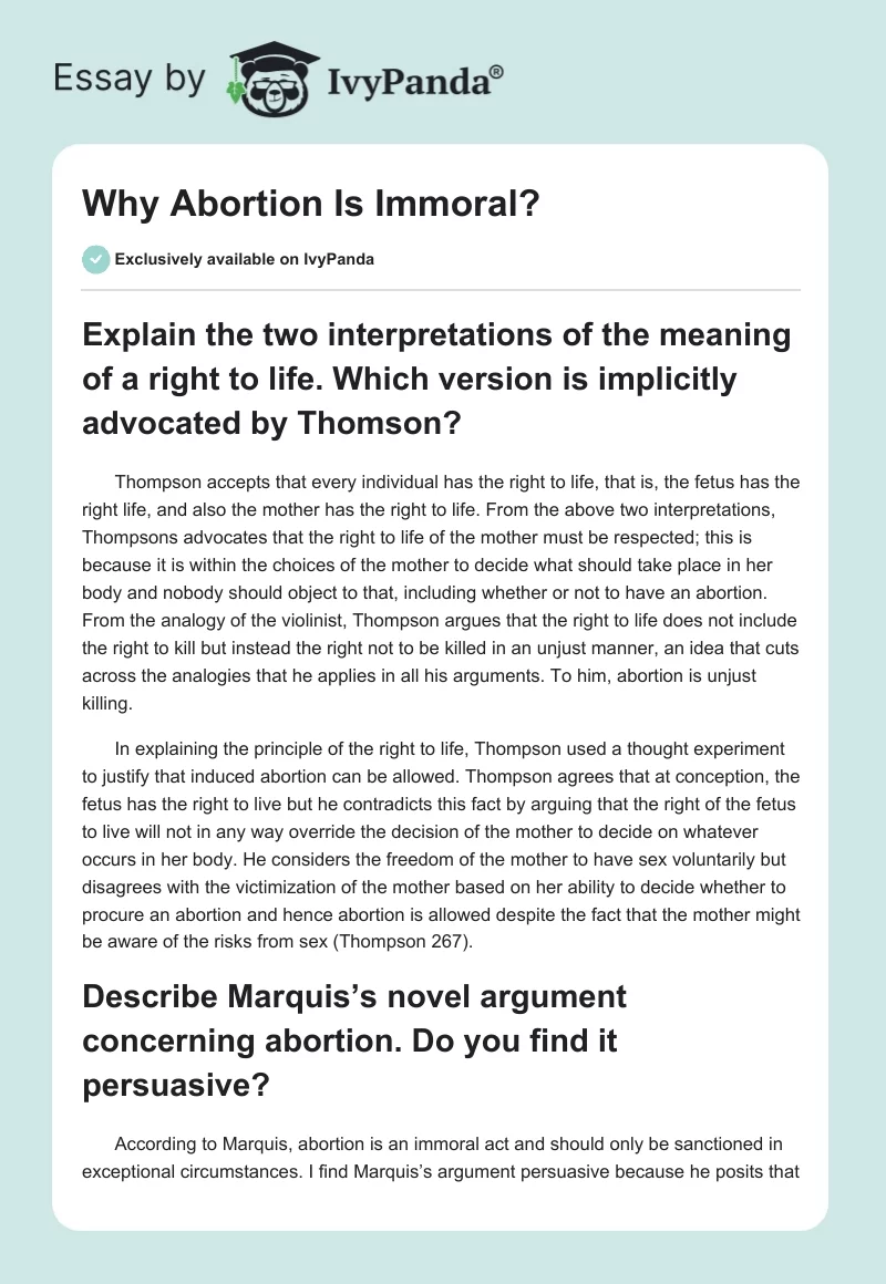 Why Abortion Is Immoral?. Page 1
