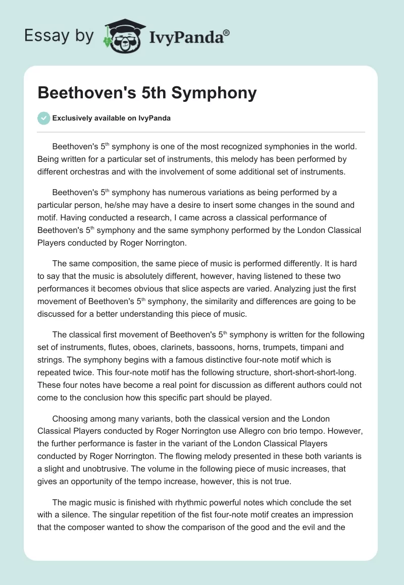 Beethoven's 5th Symphony. Page 1