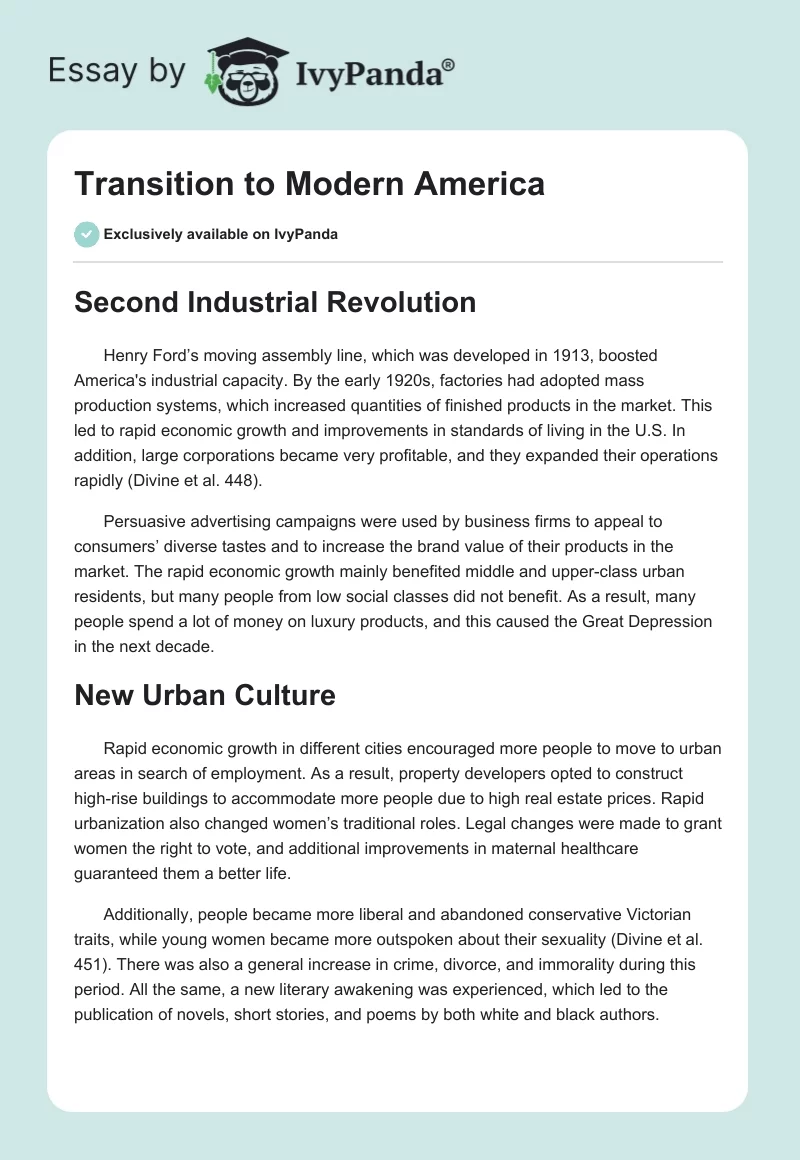 Transition to Modern America. Page 1