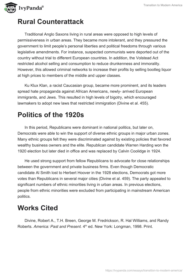 Transition to Modern America. Page 2