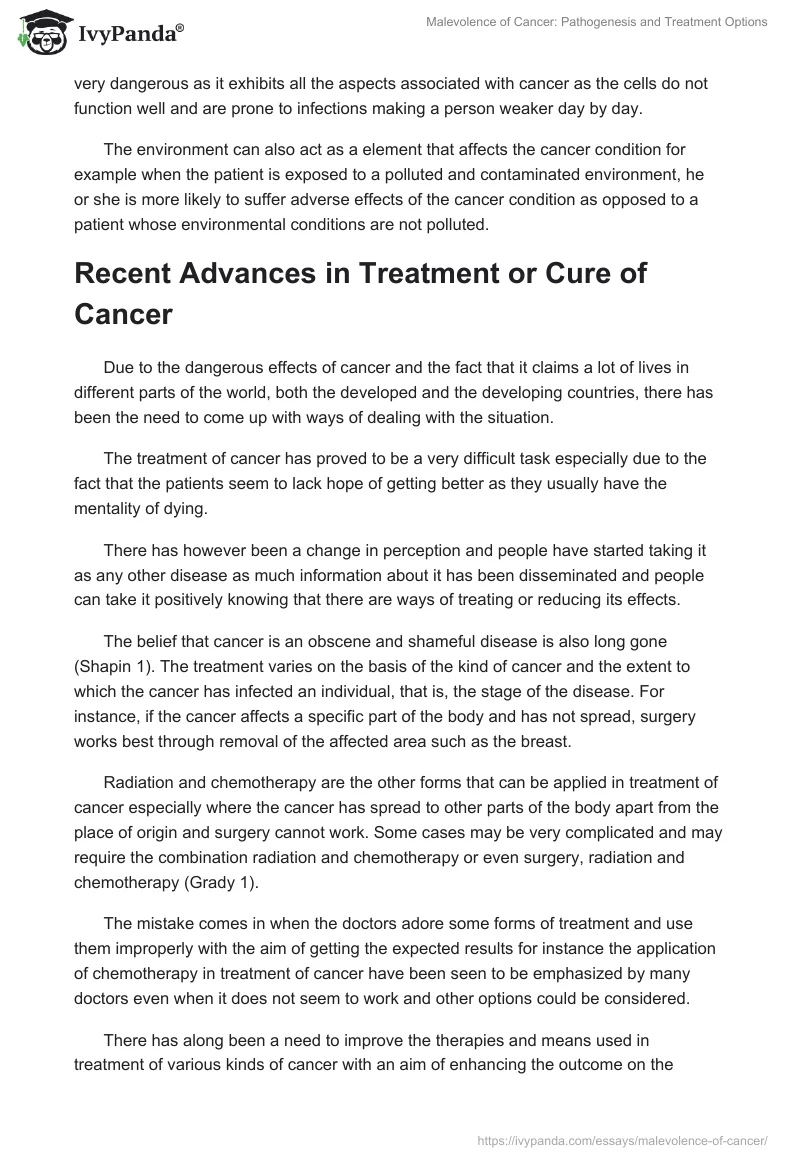 Malevolence of Cancer: Pathogenesis and Treatment Options. Page 4