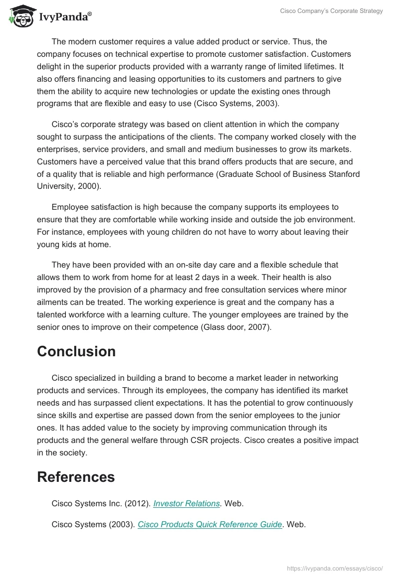 Cisco Company’s Corporate Strategy. Page 2