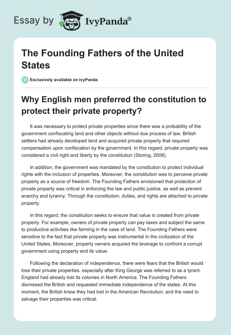 The Founding Fathers of the United States. Page 1