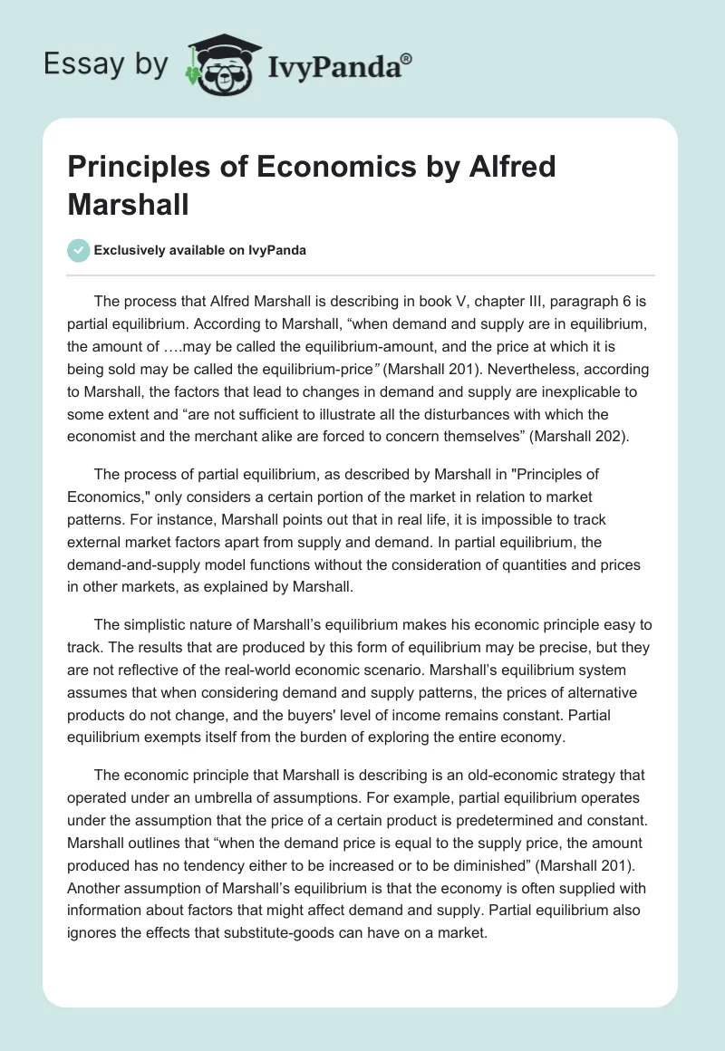 "Principles of Economics" by Alfred Marshall. Page 1