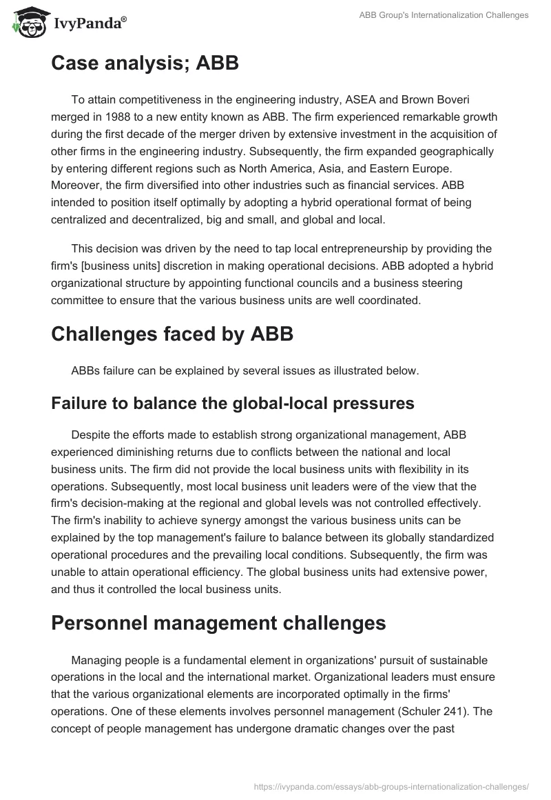 ABB Group's Internationalization Challenges. Page 3