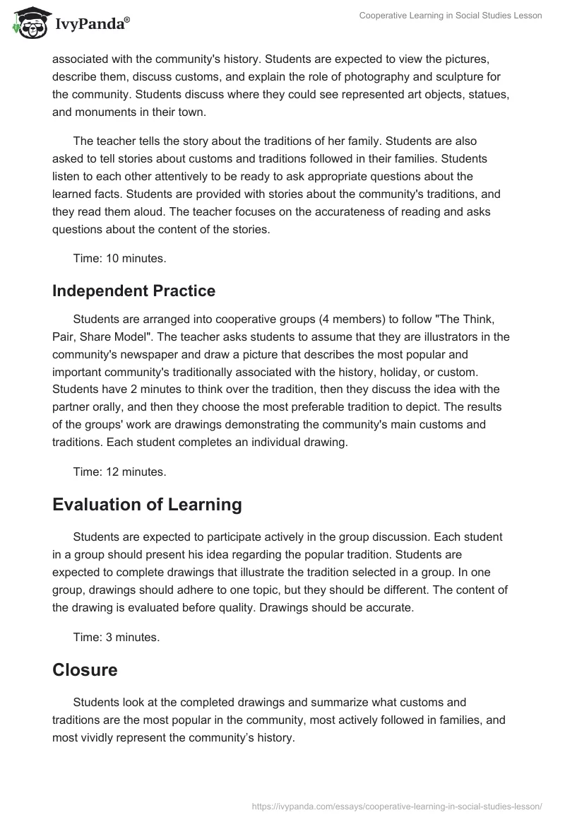 Cooperative Learning in Social Studies Lesson. Page 5