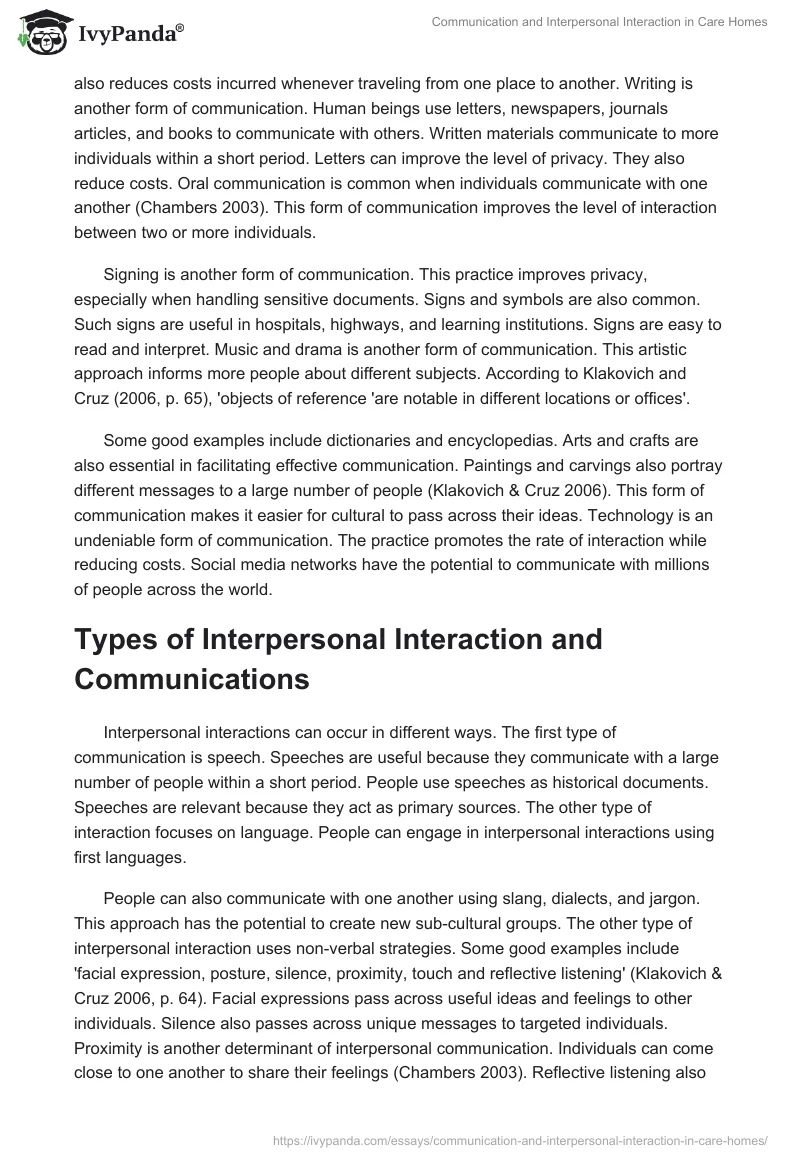 Communication and Interpersonal Interaction in Care Homes. Page 2