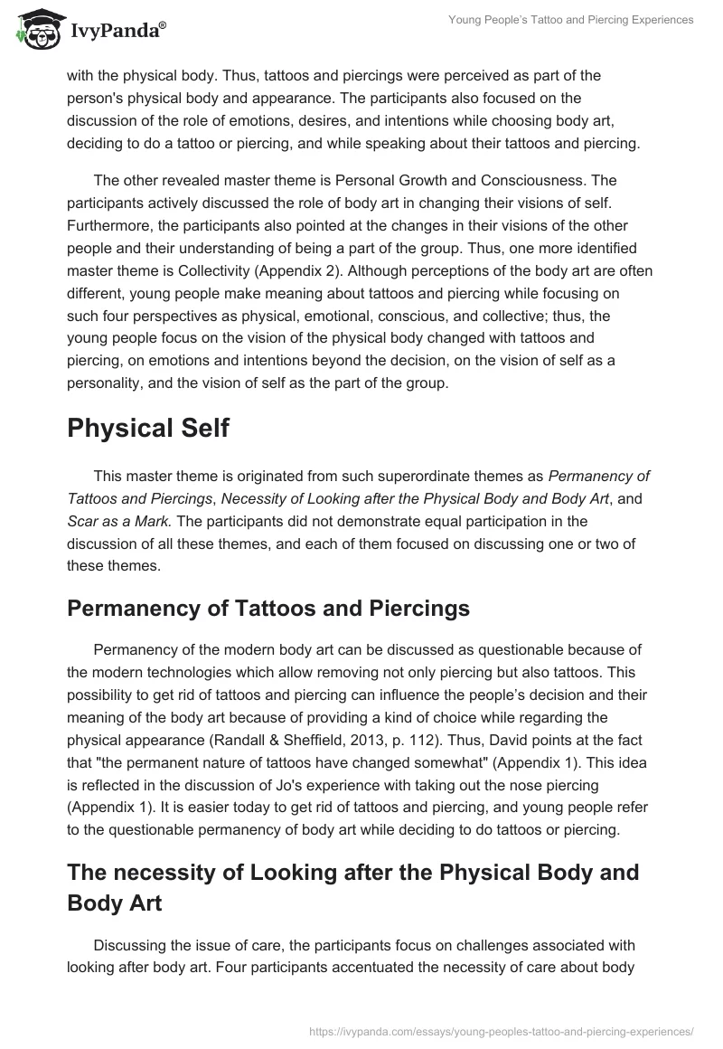Young People’s Tattoo and Piercing Experiences. Page 2