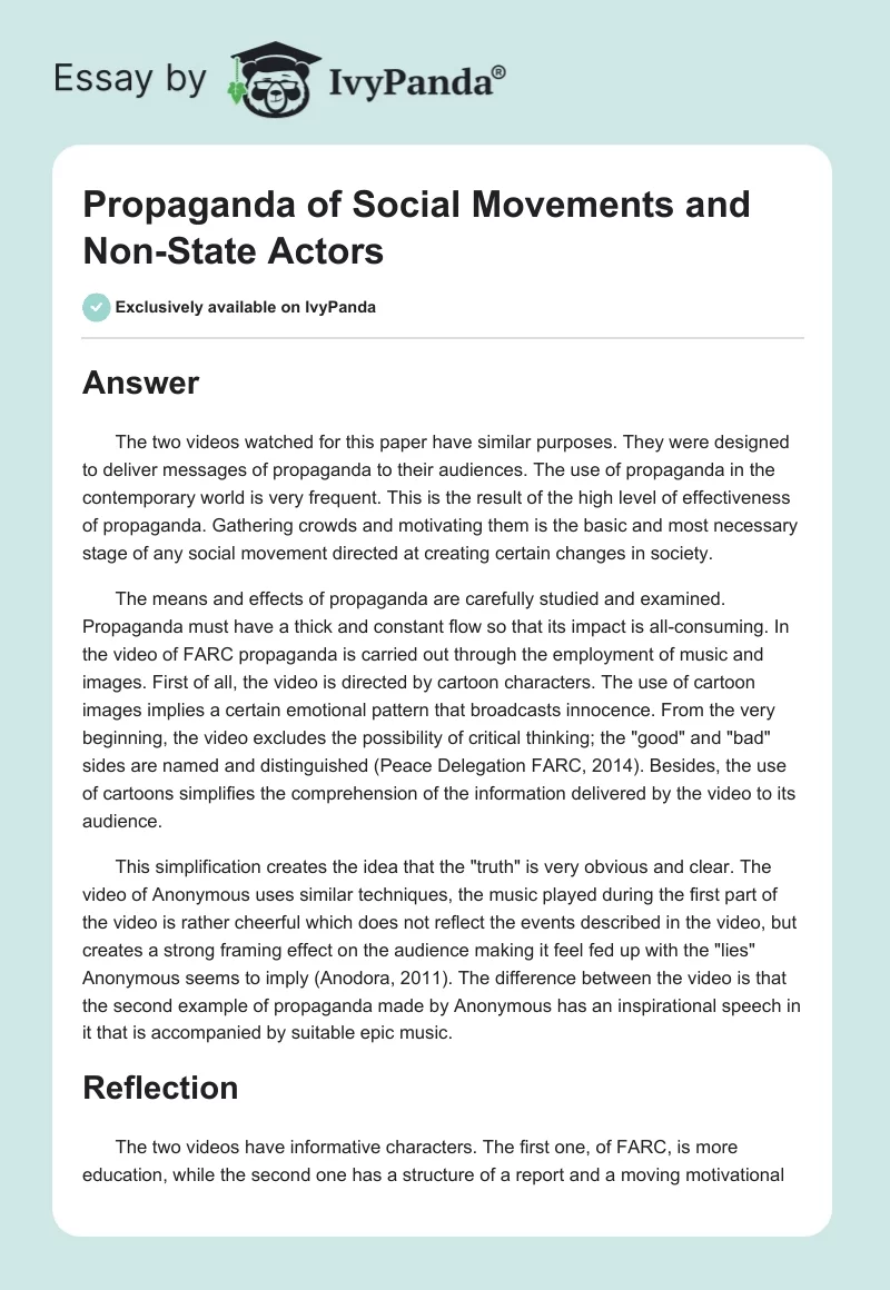 Propaganda of Social Movements and Non-State Actors. Page 1