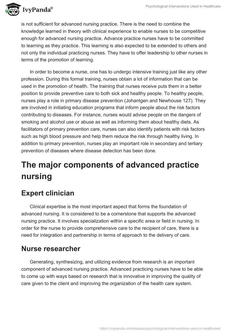 Psychological Interventions Used in Healthcare. Page 2