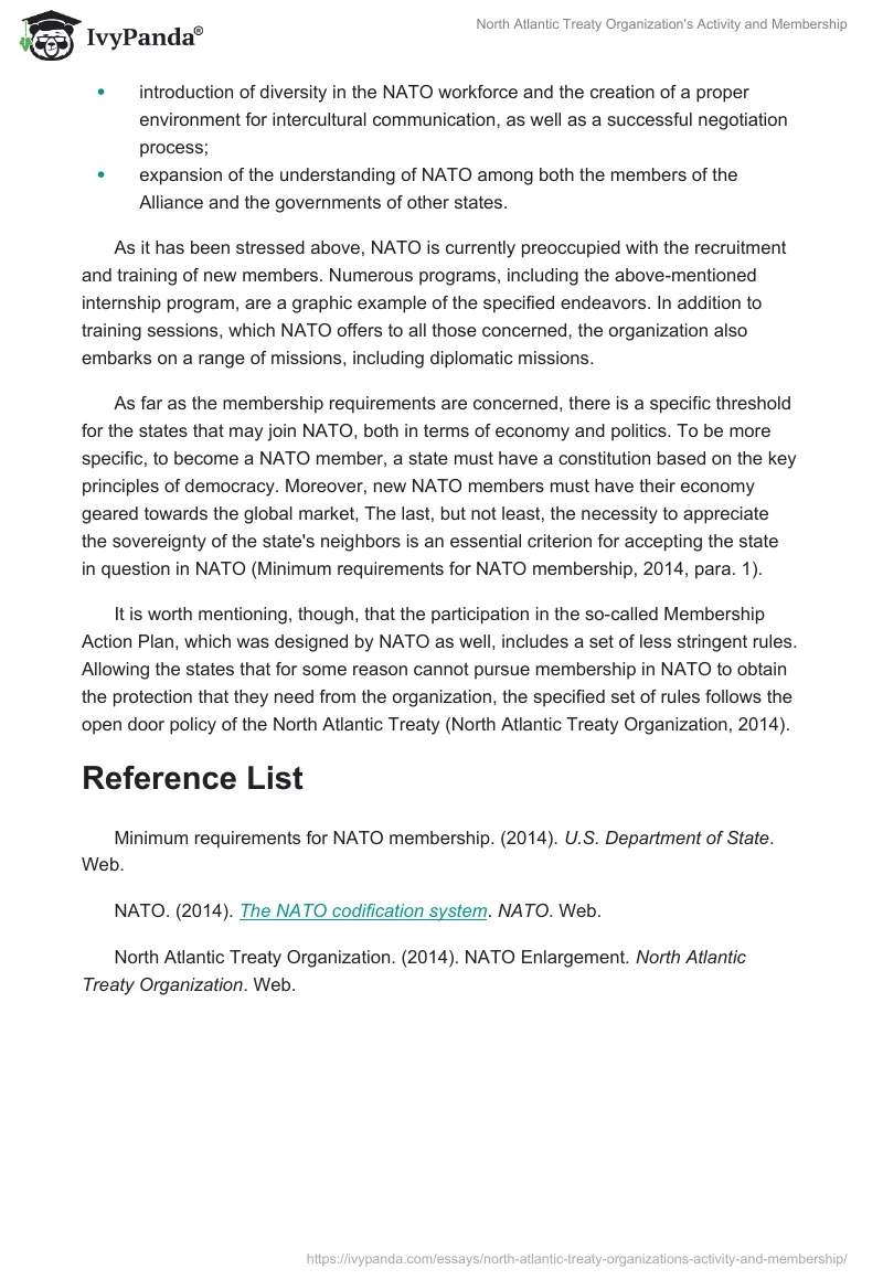 North Atlantic Treaty Organization's Activity and Membership. Page 2