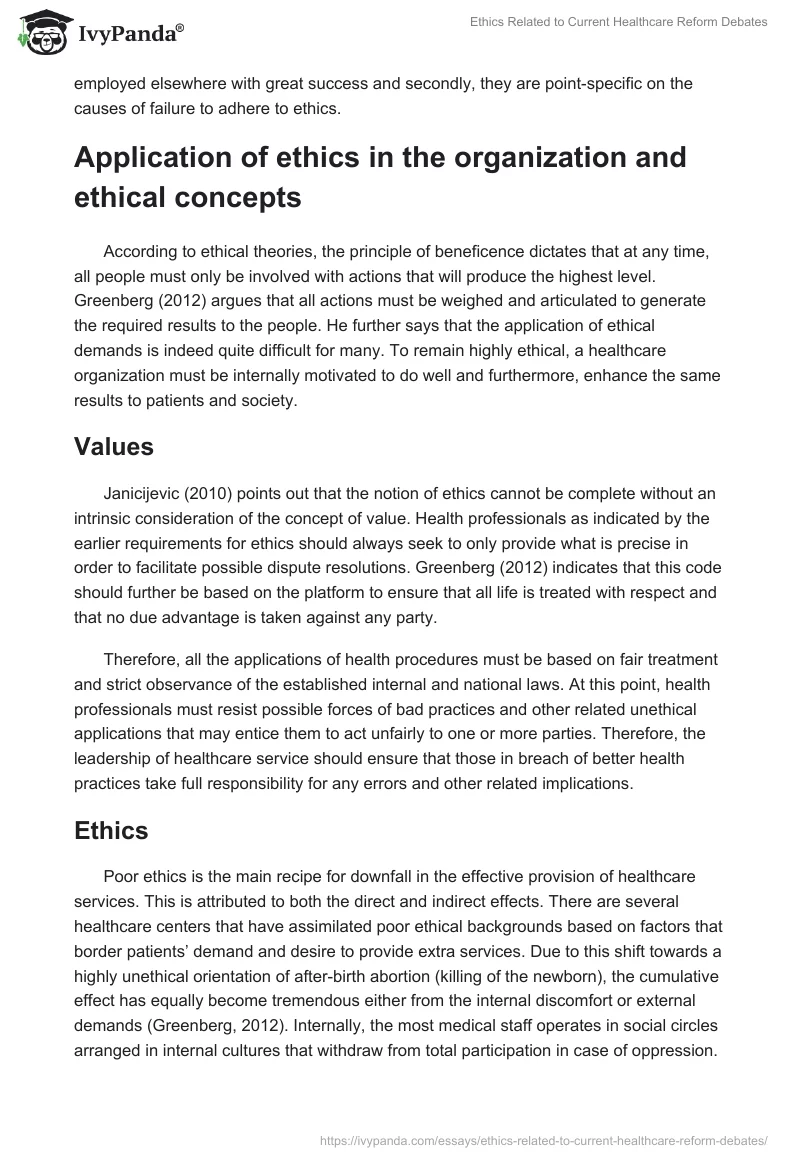 Ethics Related to Current Healthcare Reform Debates. Page 2
