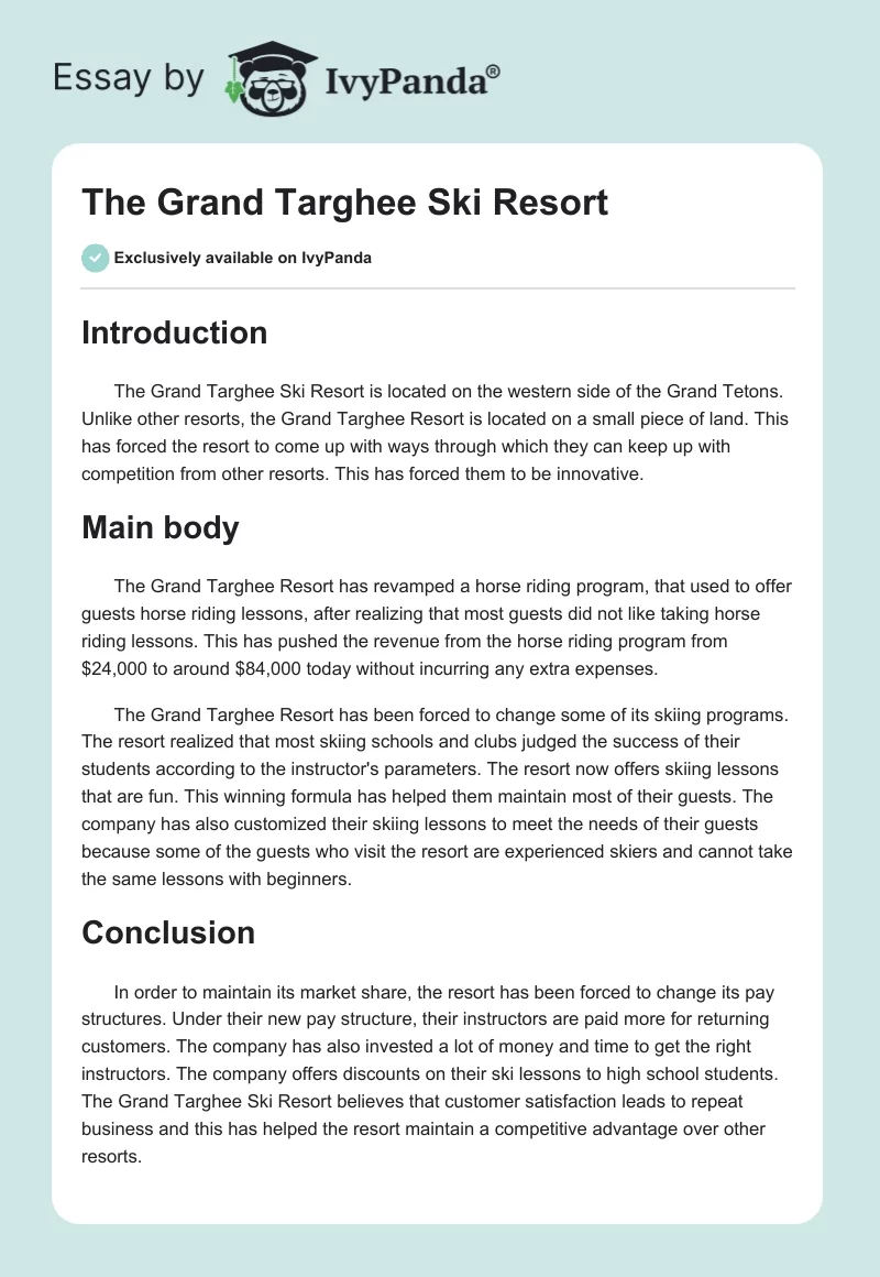 The Grand Targhee Ski Resort. Page 1