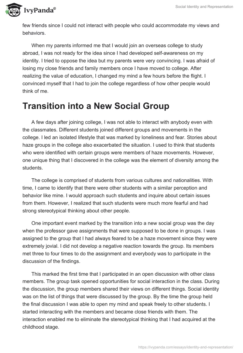 Social Identity and Representation. Page 2