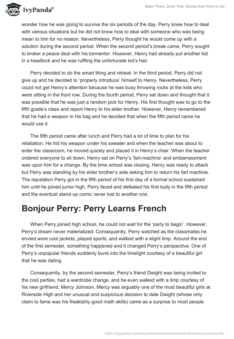 Been There, Done That: Stories from Perry’s Life. Page 2