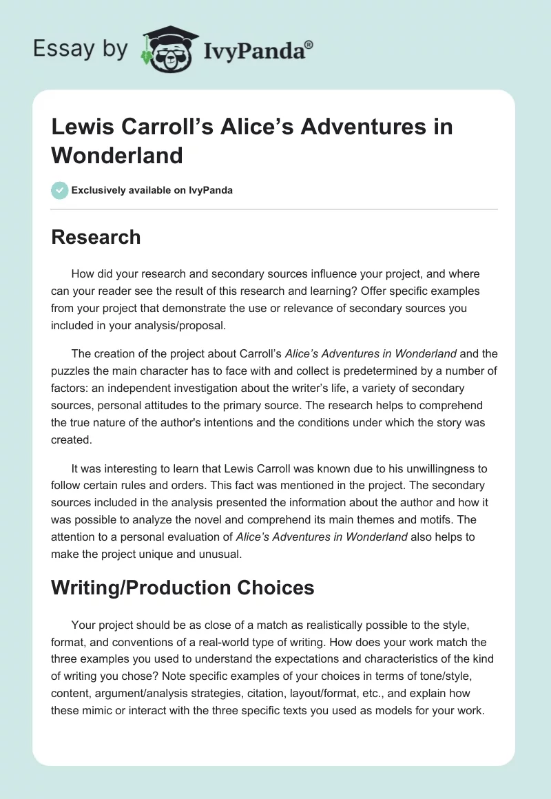 Lewis Carroll’s "Alice’s Adventures in Wonderland". Page 1