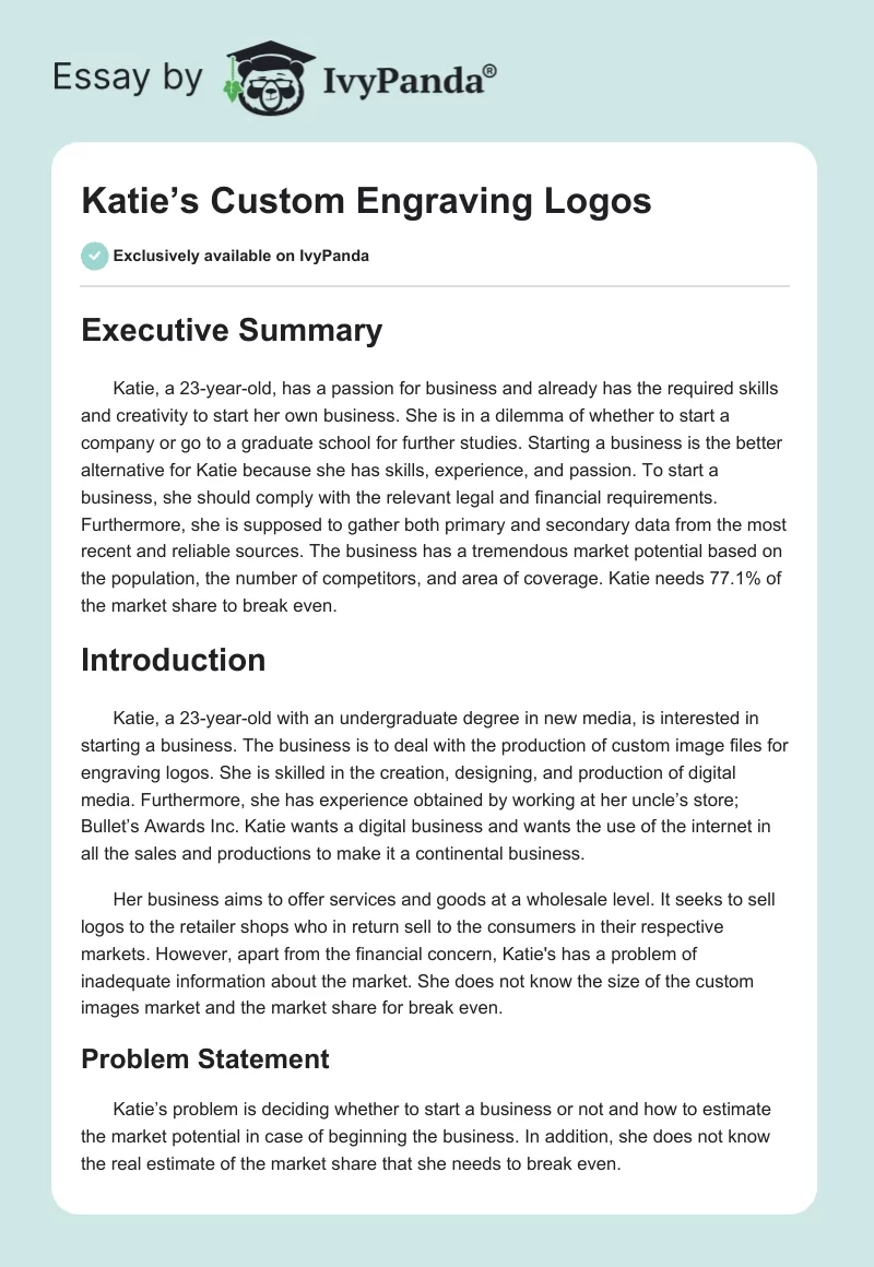 Katie’s Custom Engraving Logos. Page 1