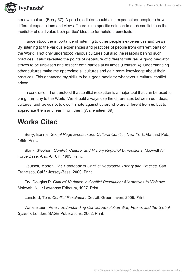 The Class on Cross Cultural and Conflict. Page 2