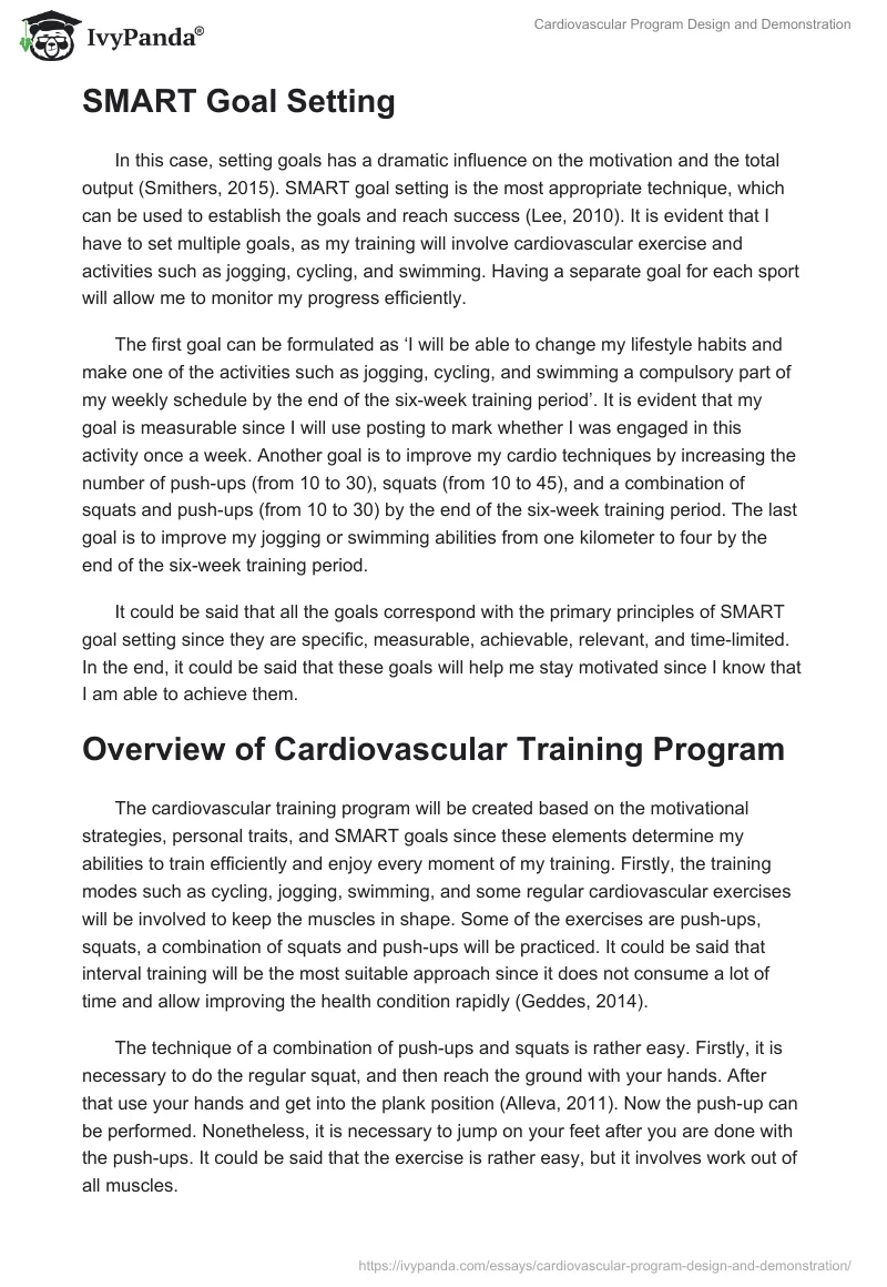 Cardiovascular Program Design and Demonstration. Page 3
