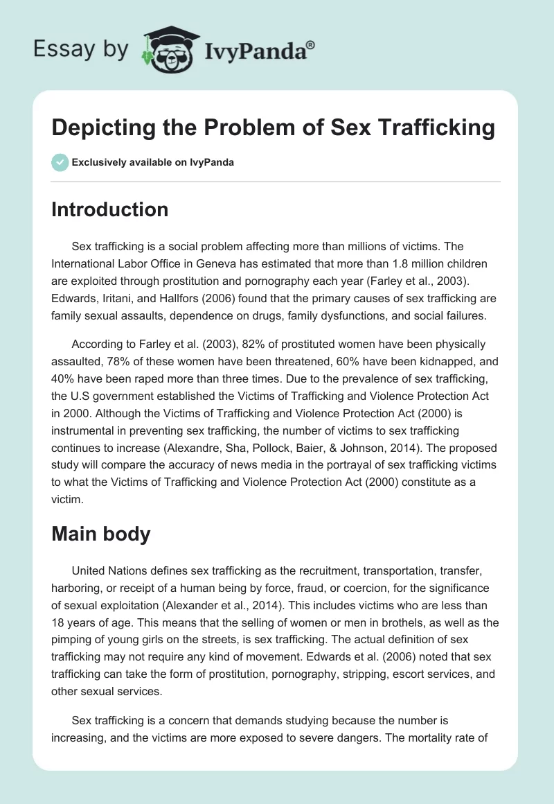 Depicting the Problem of Sex Trafficking. Page 1
